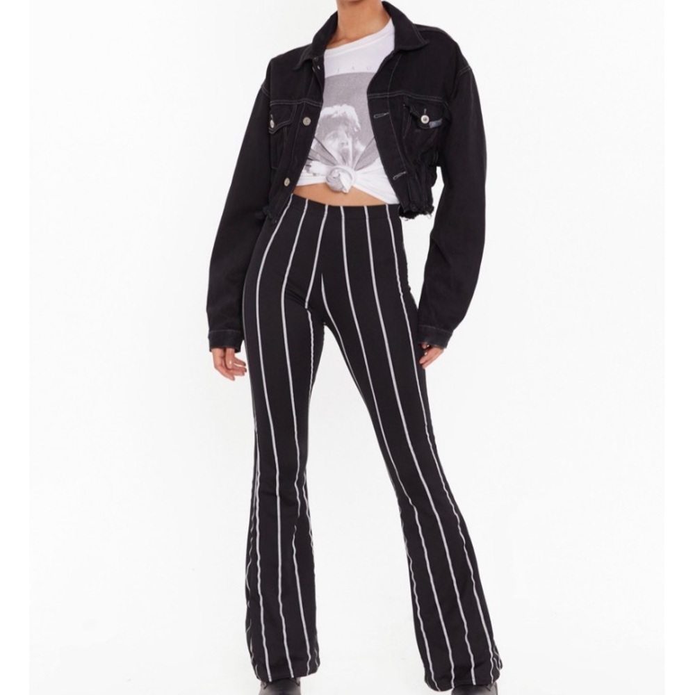Nasty Gal Striped Bell Bottom Pants